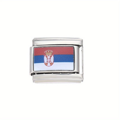 World Flag Alloy Bracelet Module