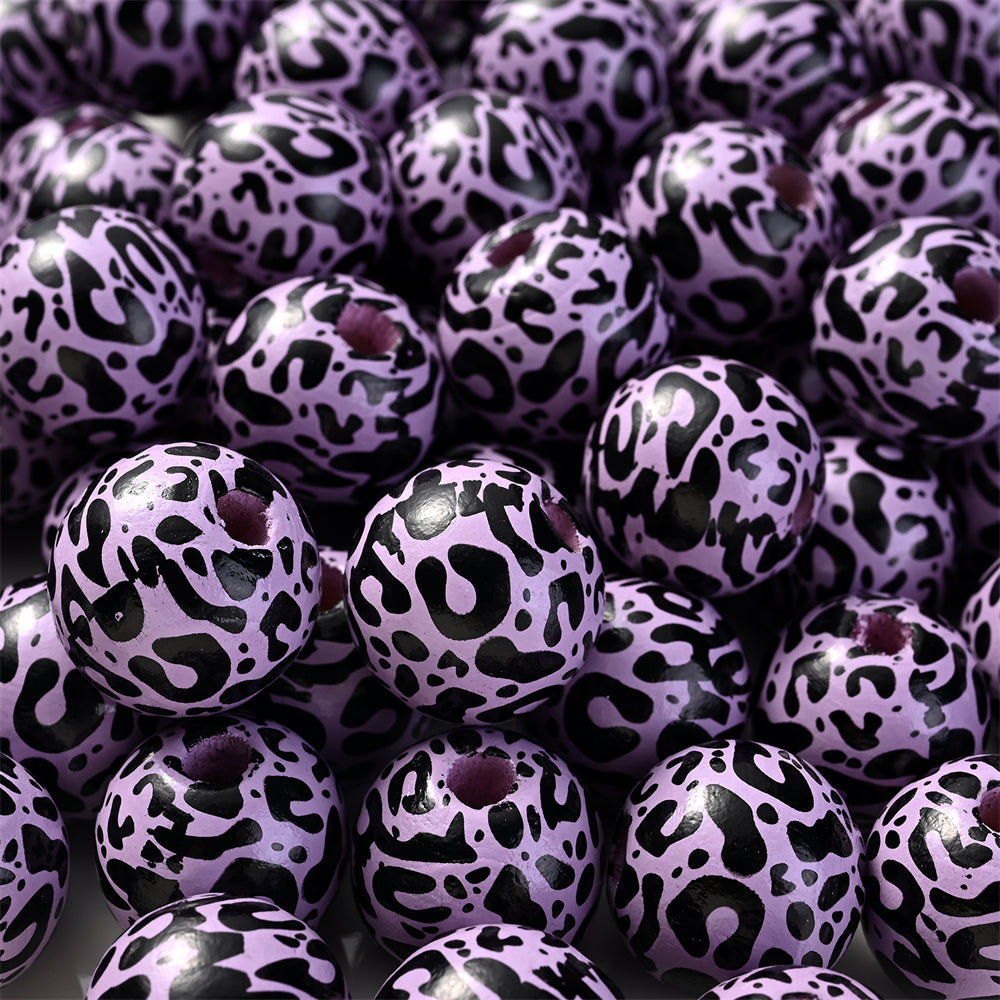 Leopard Print Wooden Spacer Beads