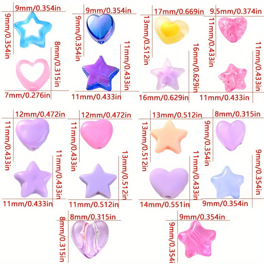 Heart Star Acrylic Beads