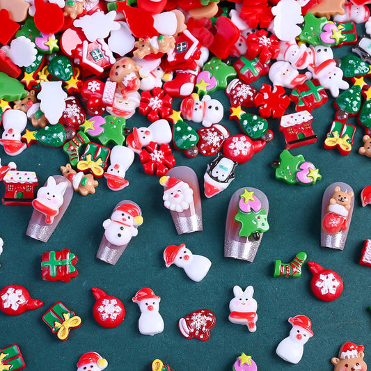 17g 7–15mm Christmas Resin Flatback Embellishment Set