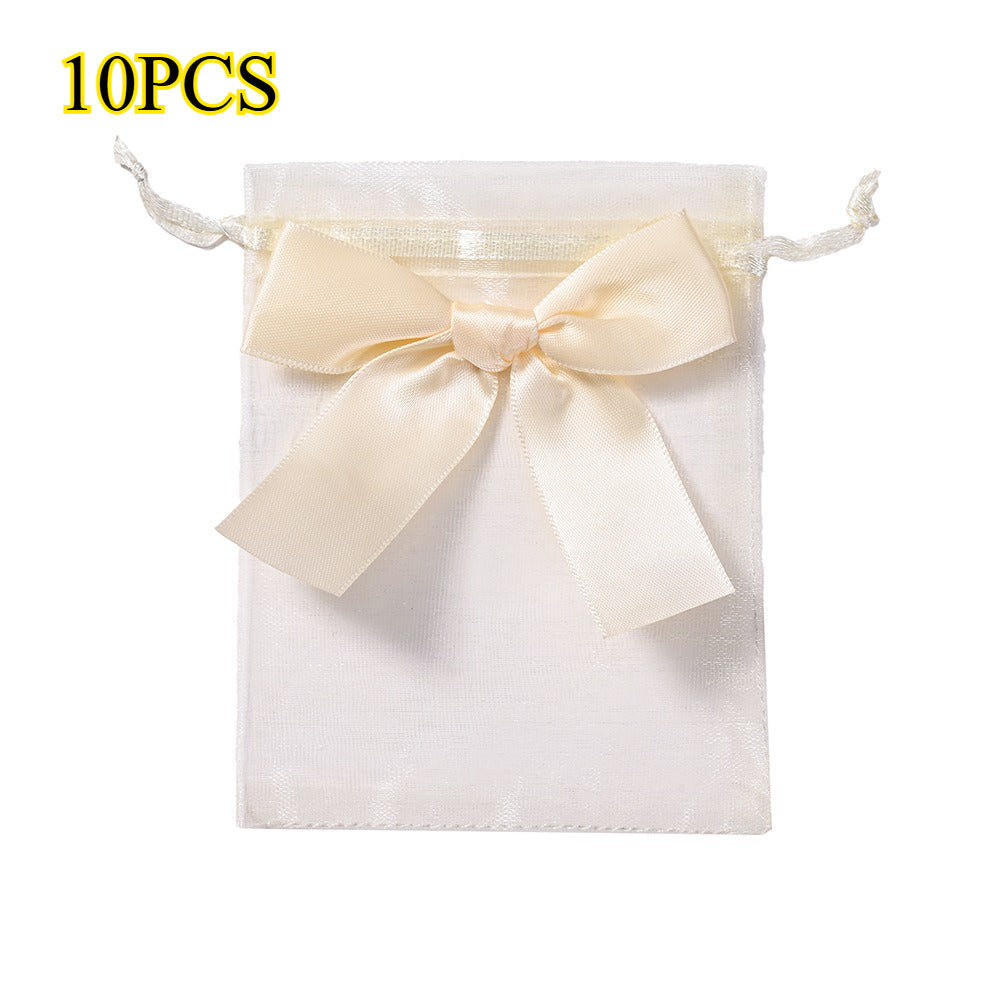 10PCS Organza Drawstring Gift Bag Set with Bowknot