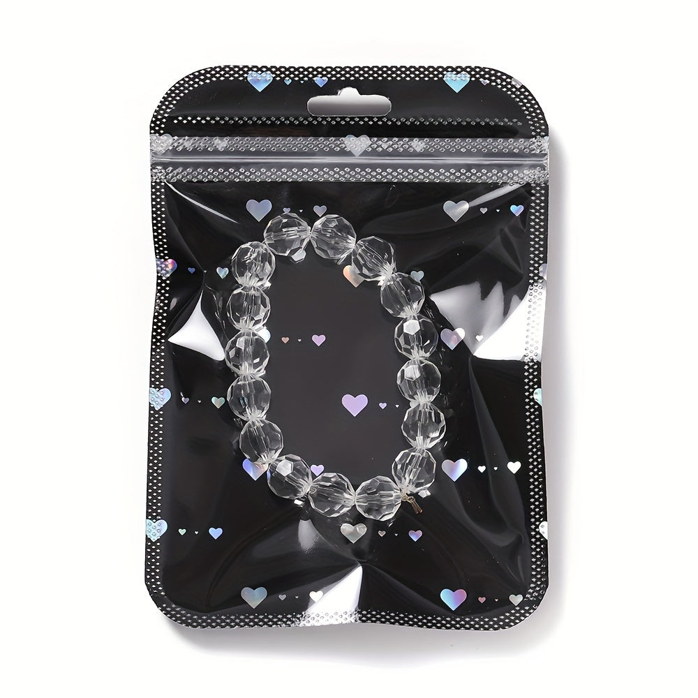 50-Piece Black & White Heart Jewelry Gift Bags