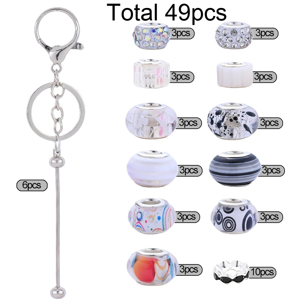 Silver Beaded Keychain Making Kit