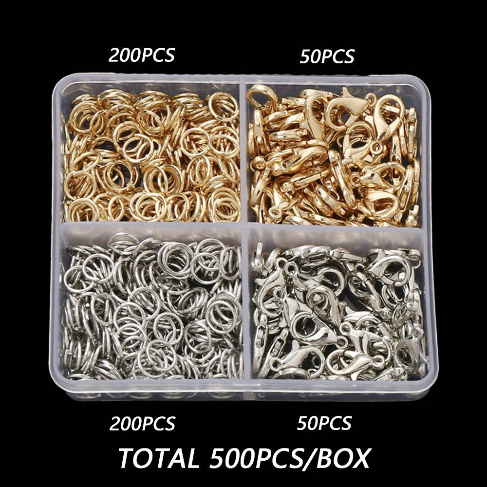 500-Piece Gold and Silver Lobster Clasp & Jump Ring Set