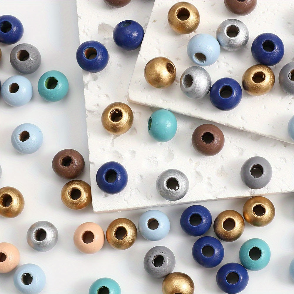 100PCS 12mm Multicolor Round Wooden Bead Set