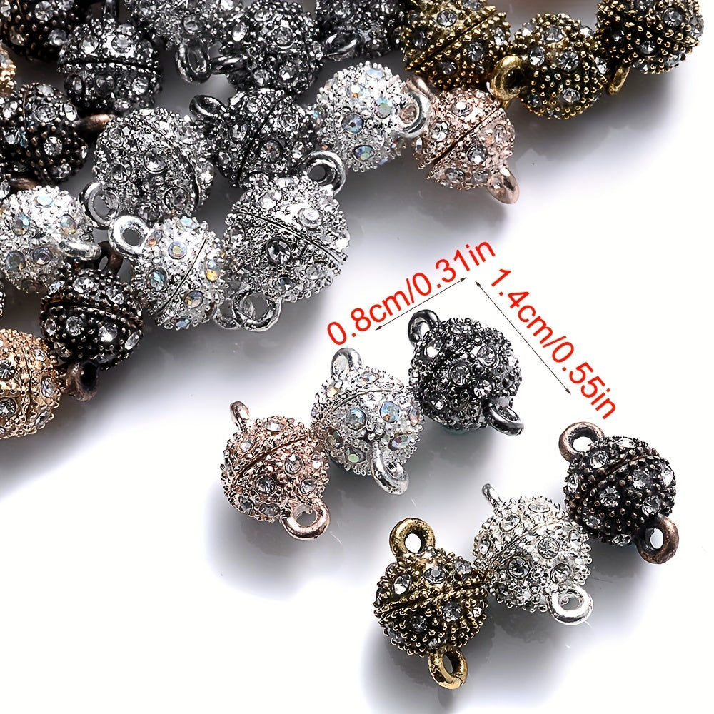 5 Pairs 14×8mm Rhinestone Magnetic Jewelry Clasps