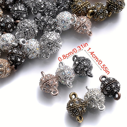 5 Pairs 14×8mm Rhinestone Magnetic Jewelry Clasps