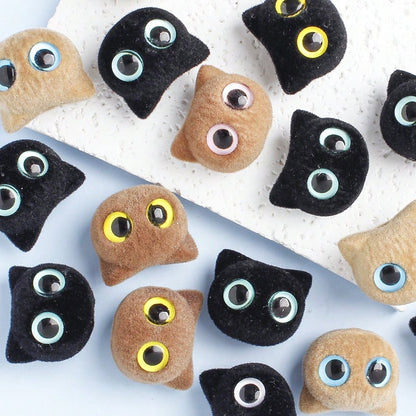 Big Eye Cat Flocking Acrylic Beads