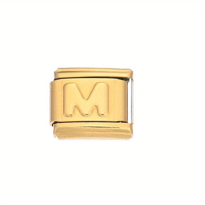 Golden Alphabet Alloy Bracelet Module
