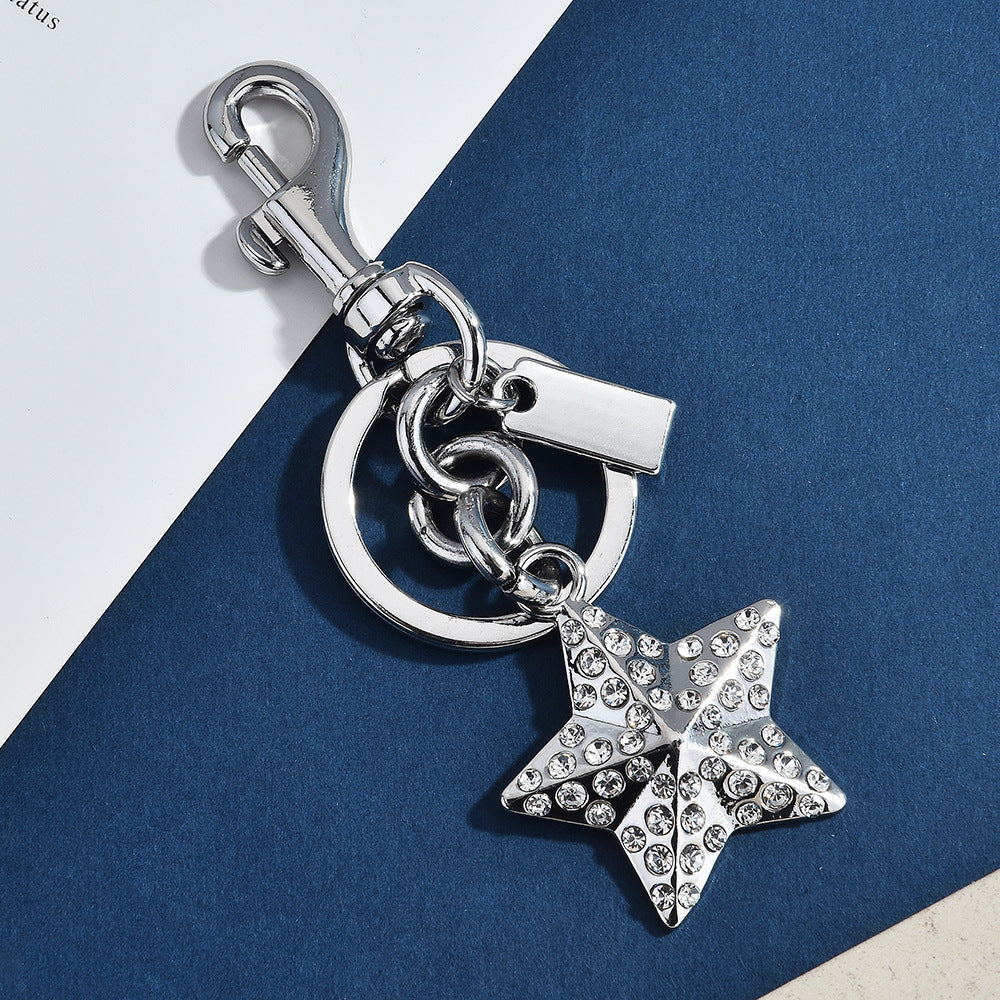 1PC Gold-Tone Rhinestone Star Keychain