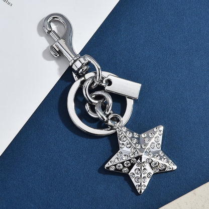 1PC Gold-Tone Rhinestone Star Keychain
