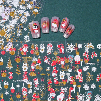 Christmas 5D Embossed Nail Art Stickers