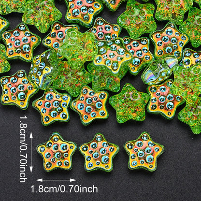 10PCS 18mm AB Shimmer Star Glass Bead Set