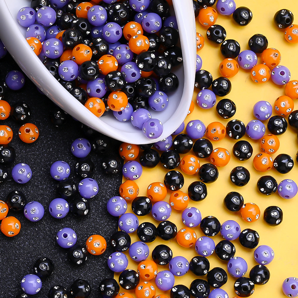 1000PCS 8mm Halloween Rhinestone Acrylic Bead Set