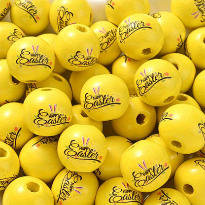 10PCS 16mm Easter-Themed Wooden Bead Set
