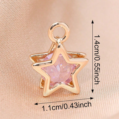 Rhinestone Star Copper Charms