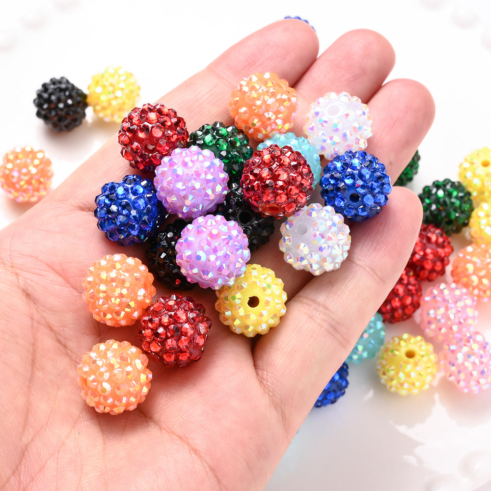 10pcs/set 16mm Random Resin Bayberry Ball Rhinestone Beads