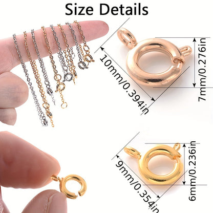 10PCS 7mm Gold & Silver Spring Clasps with Open Jump Rings