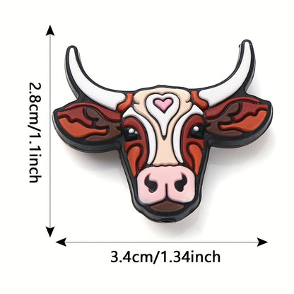1/4PCS Cow-Themed Silicone Bead Set