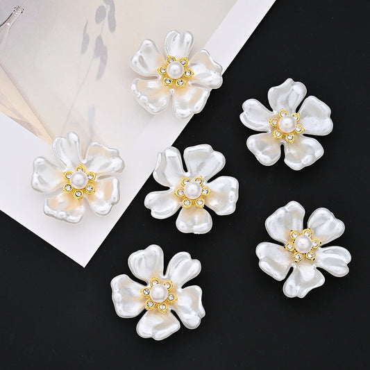 Imitation Pearl Five-Petal Flower Acrylic Patches