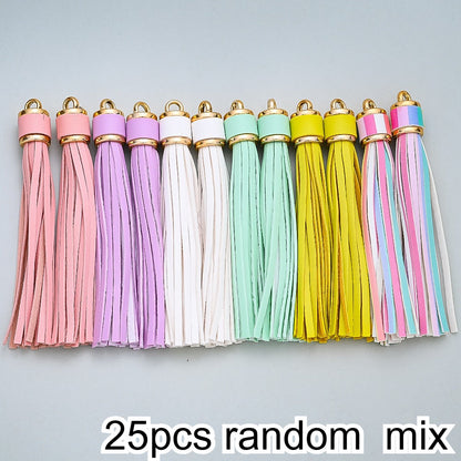 11 cm Rainbow PU Leather Tassel Charm Set