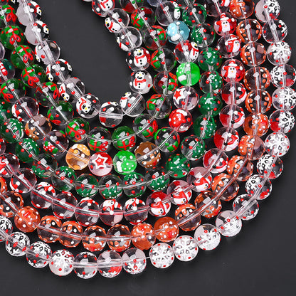 15PCS 12mm Christmas Lampwork-Style Glass Bead Set