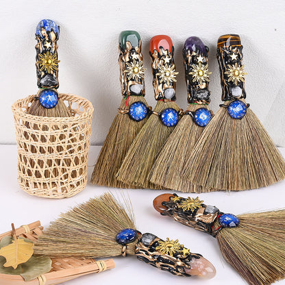 12-Piece Zodiac Broom-Shaped Alloy Charms
