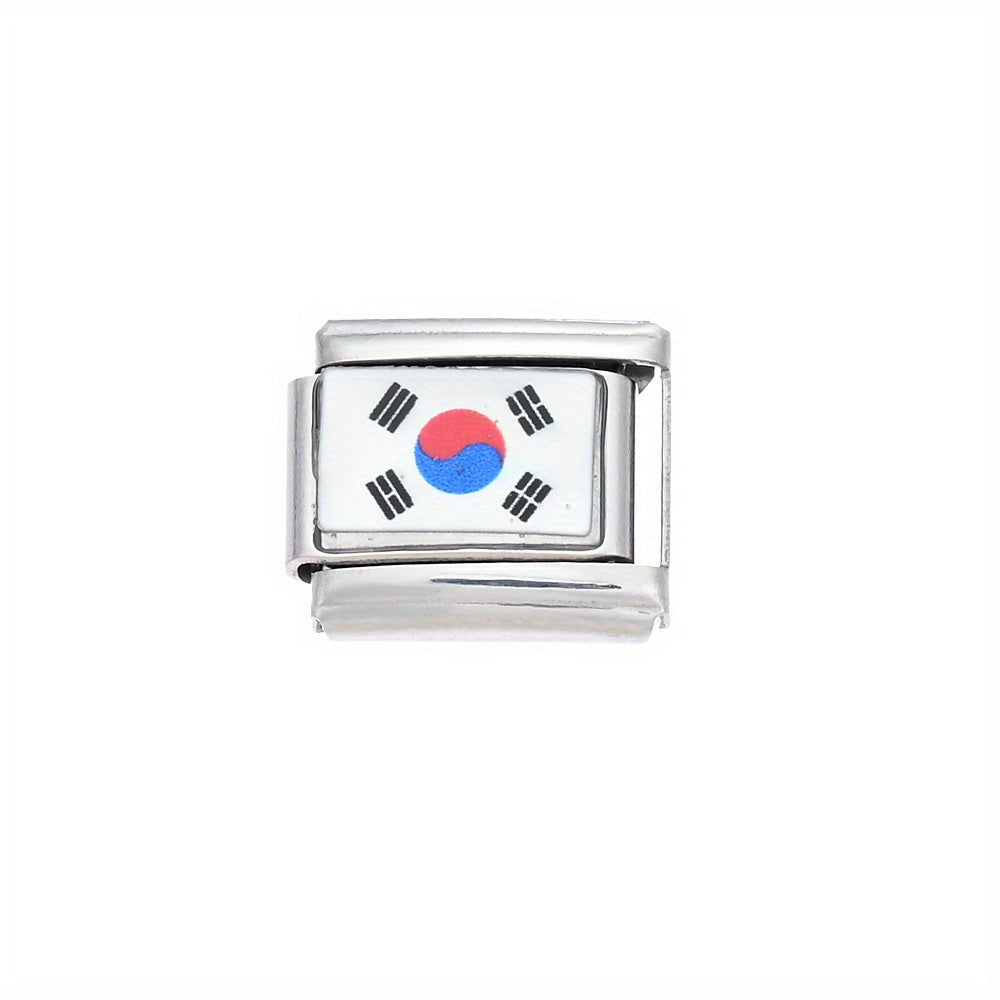 World Flag Alloy Bracelet Module