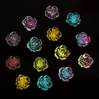 100PCS 7mm Luminous Rainbow Flower Acrylic Bead Set