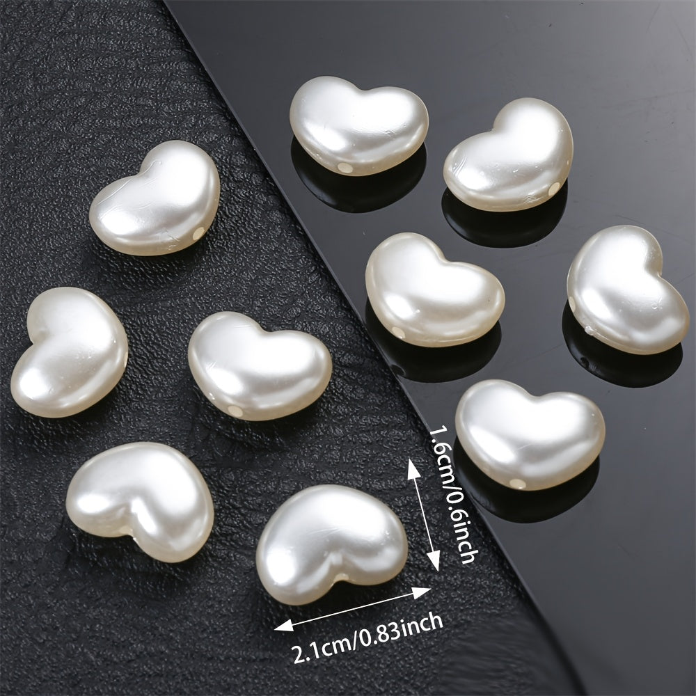 10PCS 16×21mm White Heart Acrylic Bead Set