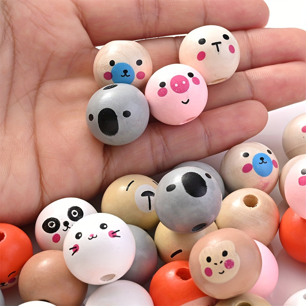 10PCS 20mm Animal-Themed Wooden Bead Set