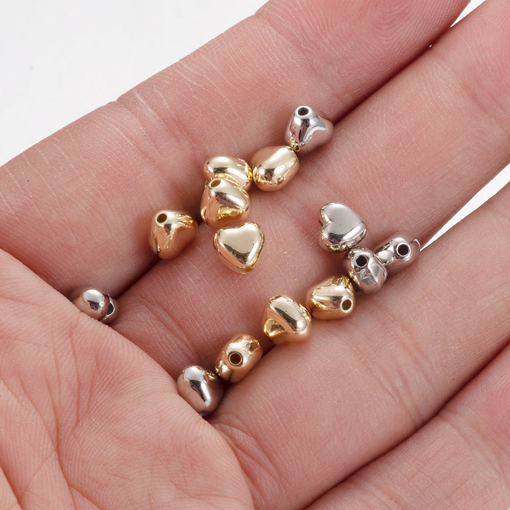 100PCS Gold & Silver Heart CCB Bead Set