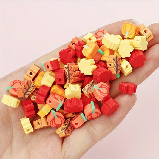 Soft Pottery Pumpkin & Maple Leaf Beads