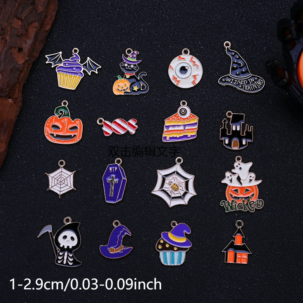 10PCS 10–29mm Halloween Alloy Pendant Set
