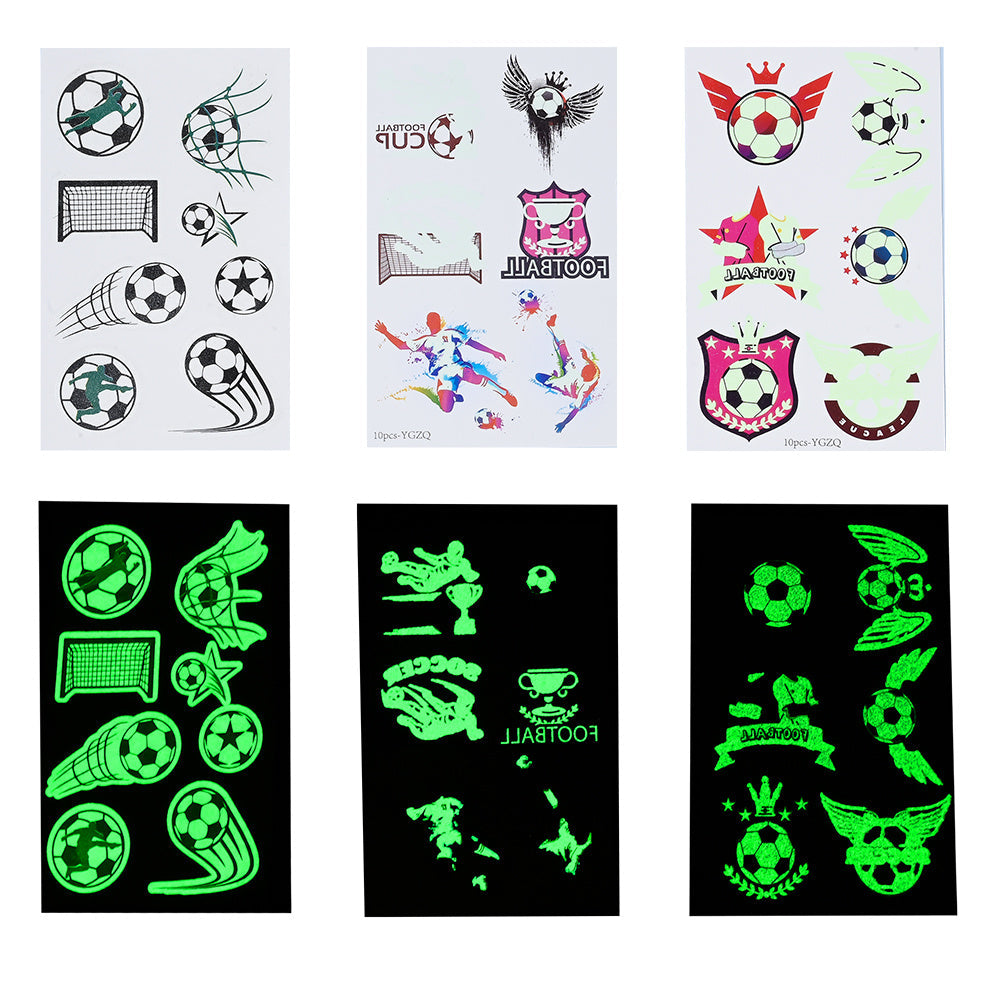 10-Piece Glow-in-the-Dark Soccer Temporary Tattoos