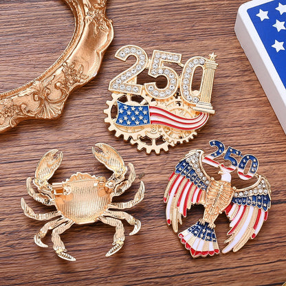 Independence Day Rhinestone Brooch Set