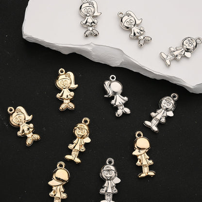20PCS Gold & Silver CCB 3D Cartoon Boy & Girl Pendants