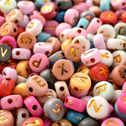 100PCS 4×7mm Heart-Shaped A-Z Letter Acrylic Bead Set