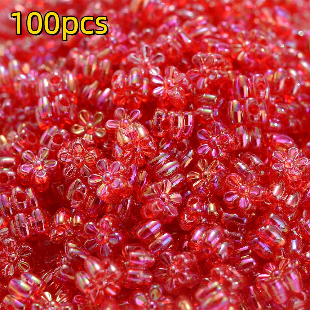 100pcs 4x7mm AB Color Flower Acrylic Beads