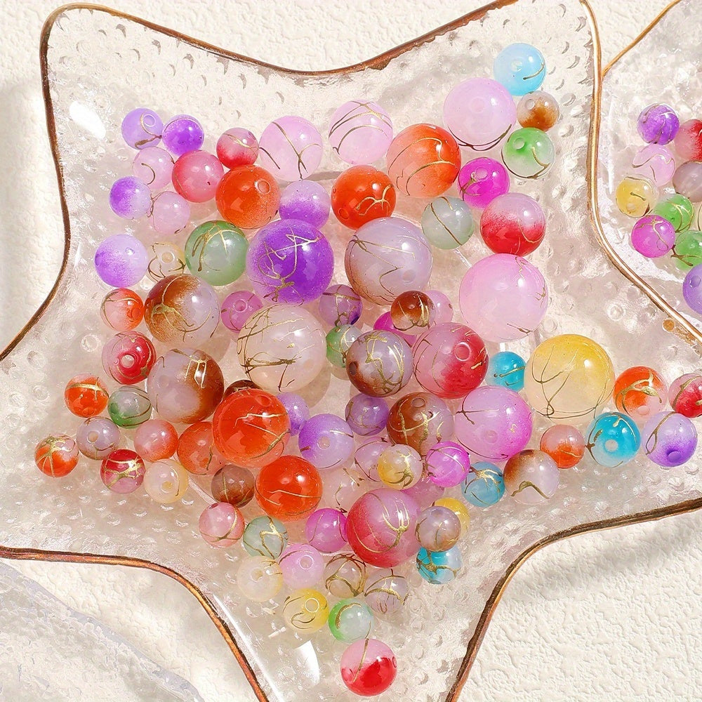8-16 mm Multicolor Two-Tone Gold-Thread Acrylic Beads