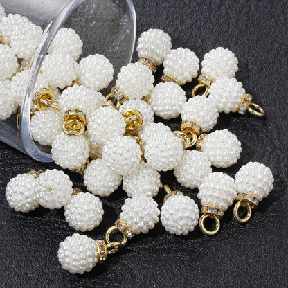 10/20PCS 10/12mm White Glossy Bayberry Acrylic Pendant Set
