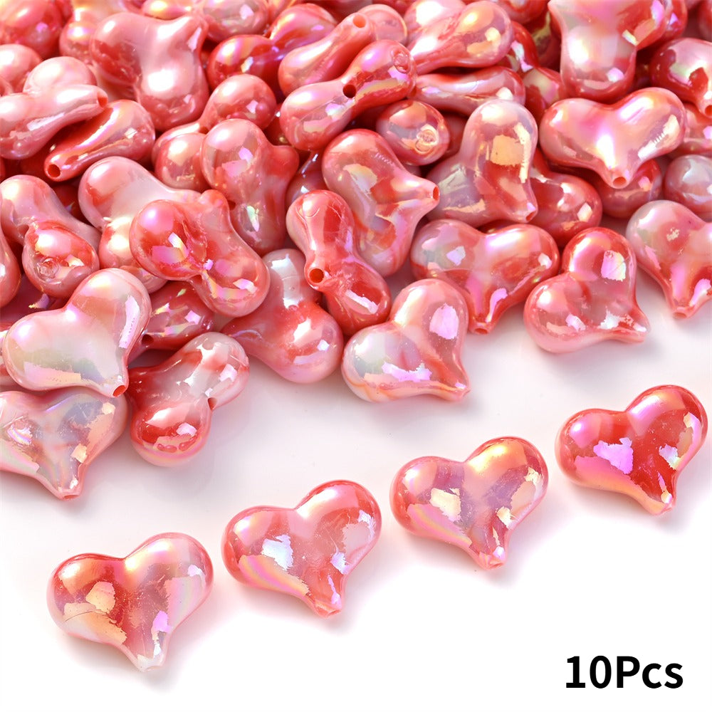 Acrylic AB Heart Beads