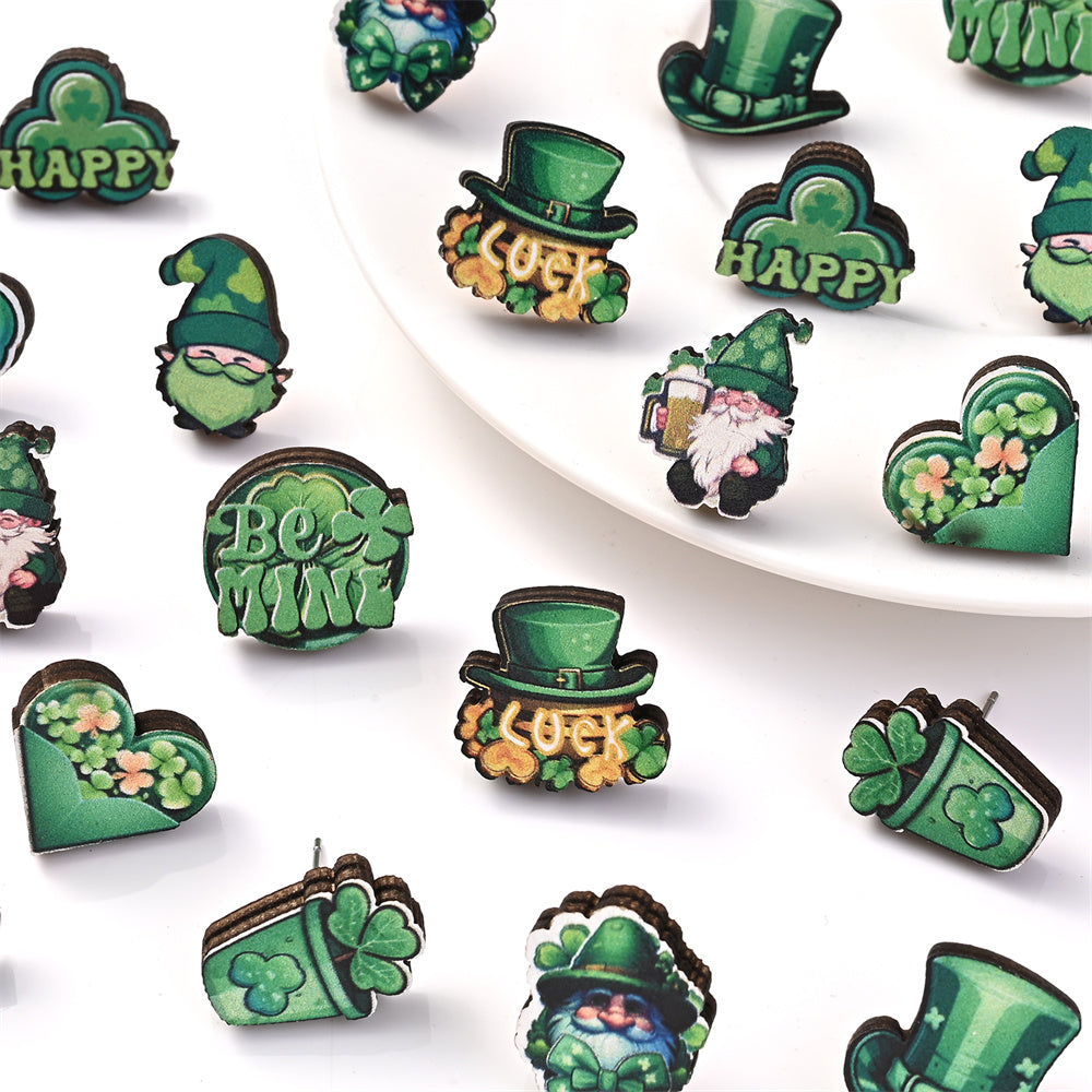 Green Lucky Stud Earrings
