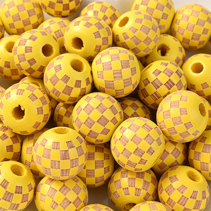Checkerboard Wooden Spacer Beads