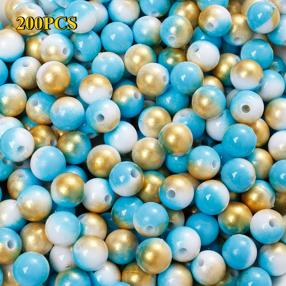 100/200pcs 6/8mm Fashion Gradient Acrylic Beads