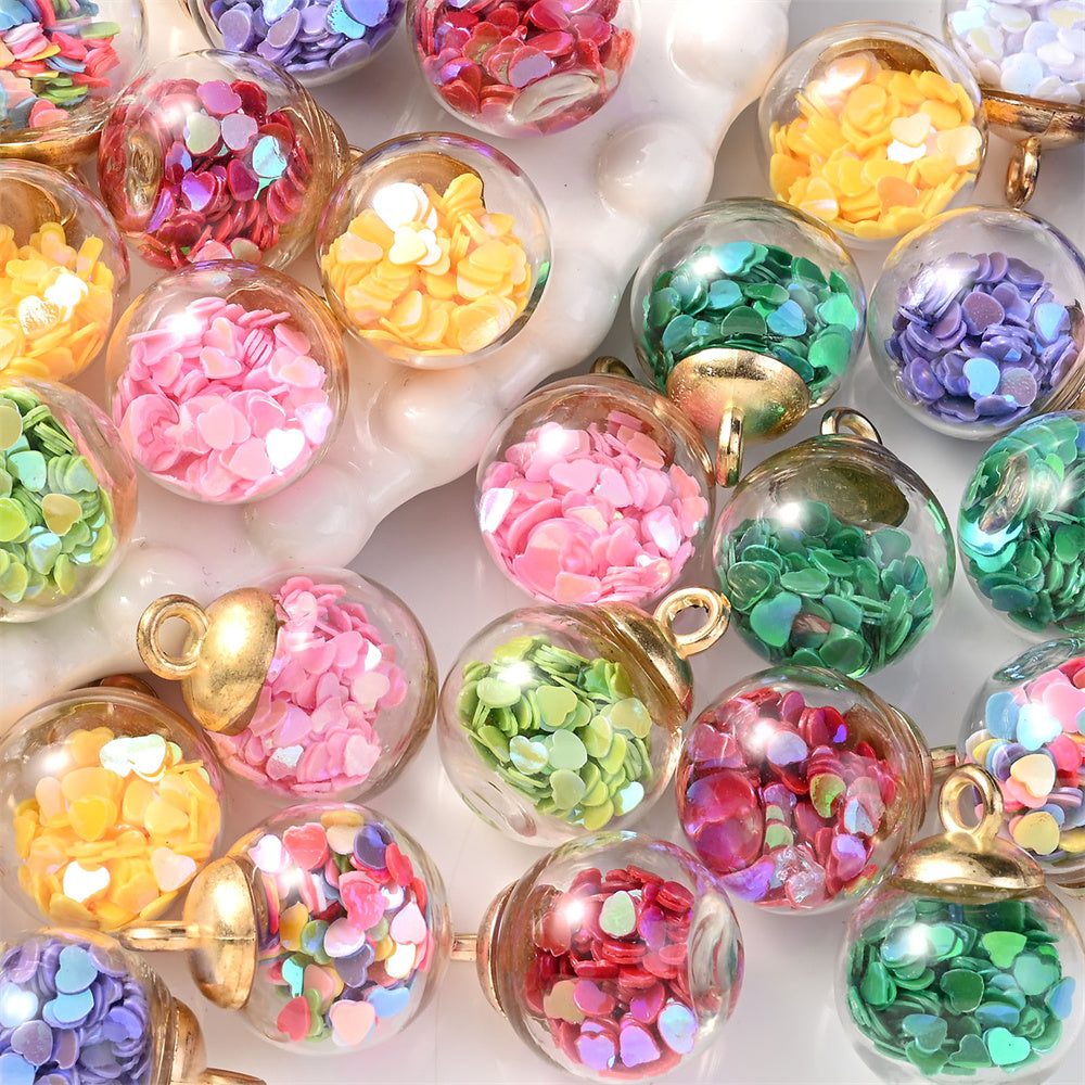 Heart Sequin Glass Pendants