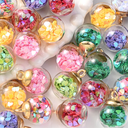 Heart Sequin Glass Pendants