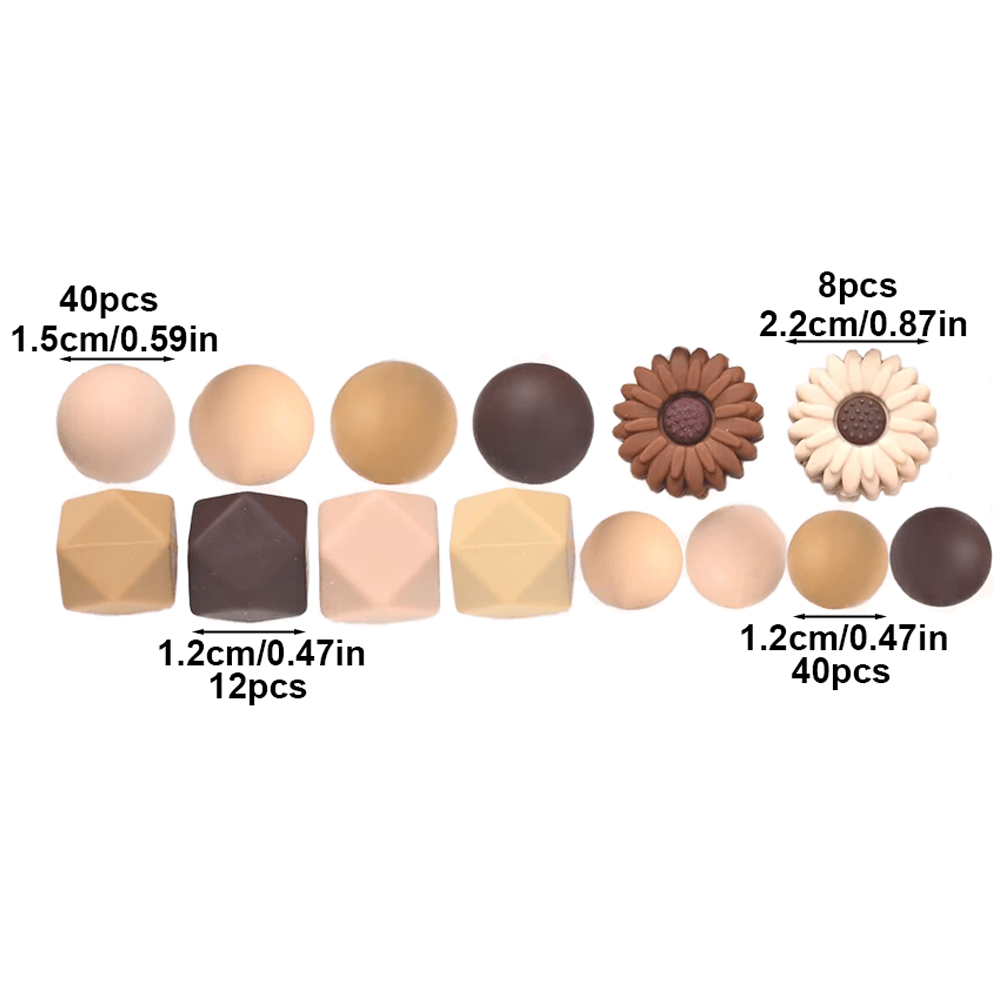Coffee Nude Silicone Beads Set