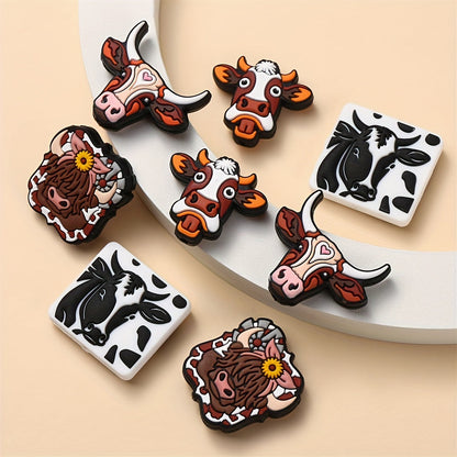 1/4PCS Cow-Themed Silicone Bead Set