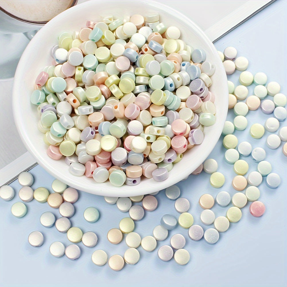 100PCS 8mm Macaron Flat Round Acrylic Bead Set